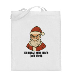Hasse mein Leben - Weihnachtsmann - Jutebeutel (mit langen Henkeln)-3